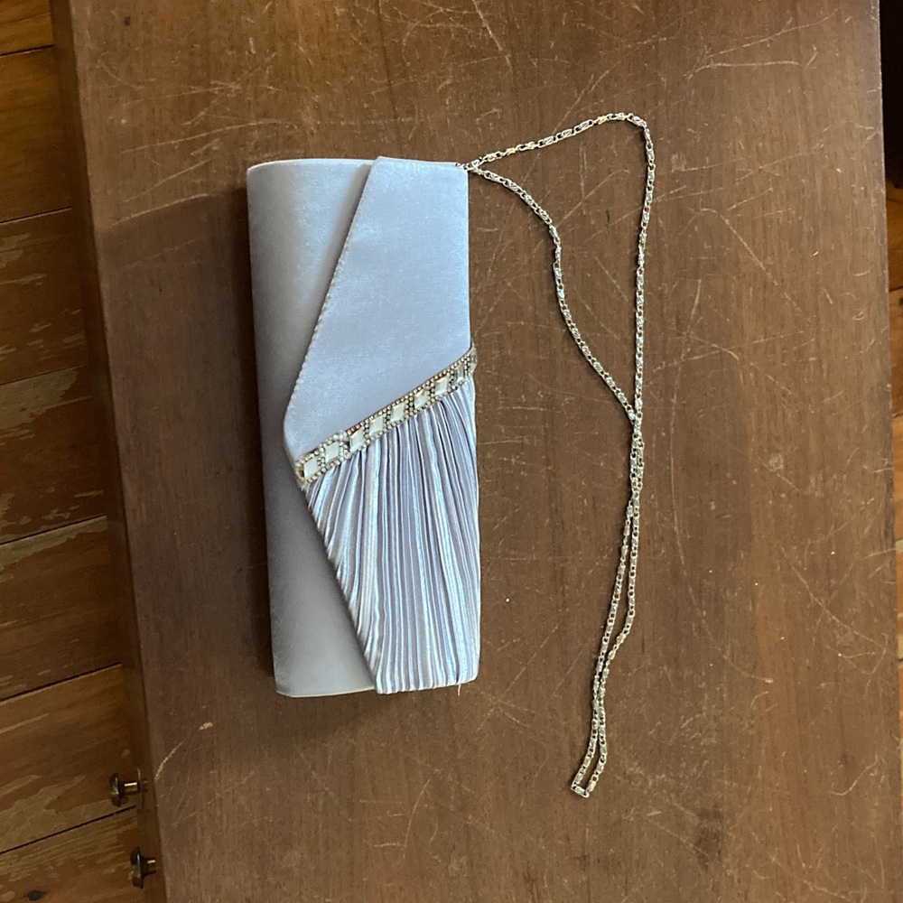 Elegant Silver Clutch with Chain Strap